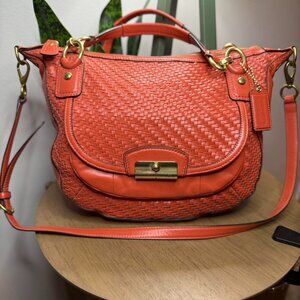 Coach F23048 Kristin woven large bag in burnt orange leather